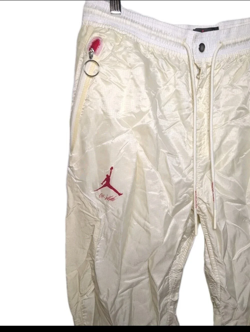 Jordan x Off-White Pants Mens Size Large Cream Nylon Track Pants Active